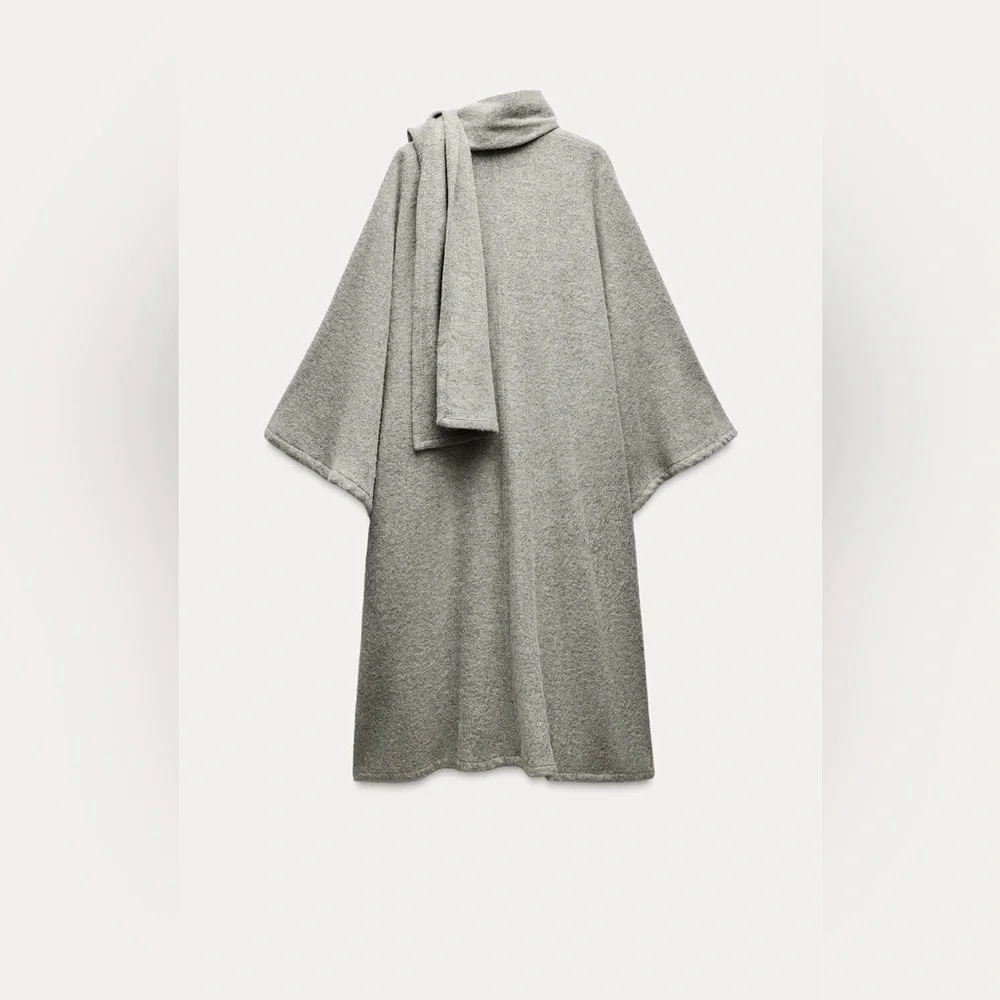ZARA ALPACA BLEND CAPE COAT WITH SCARF ZW COLLECTION, size MEDIUM, NWT - Picture 8 of 13
